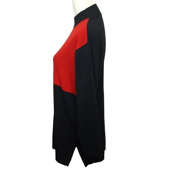 VTG Karen Lessly Light Knit Sweater Women's M Long Sleeve Pullover Black Red - Picture 3 of 6